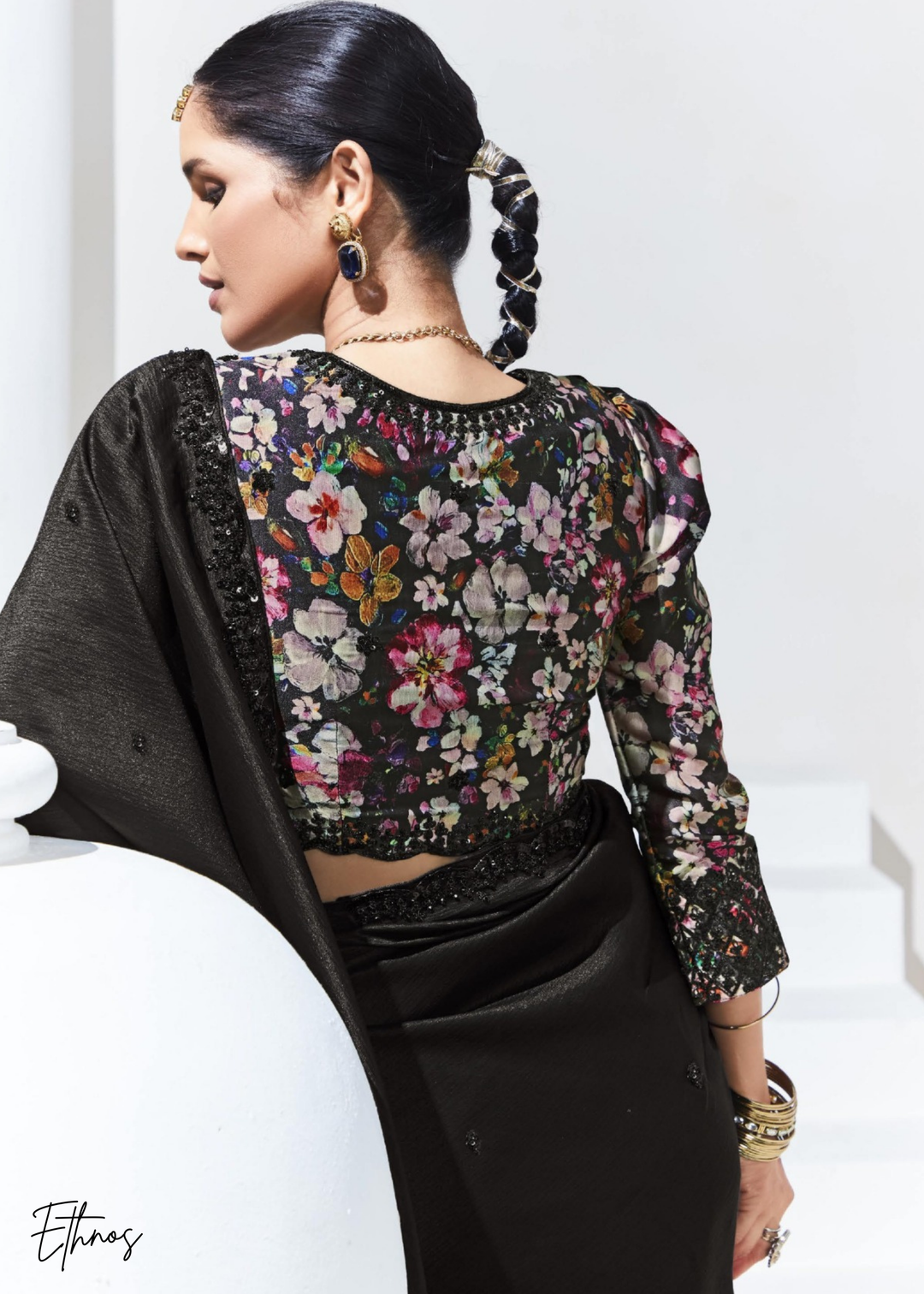 Black Glass Tissue Organza Saree