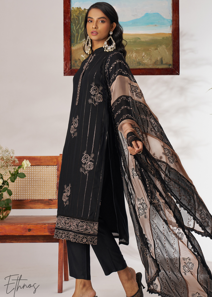Black Organza Palazzo Salwar Suit