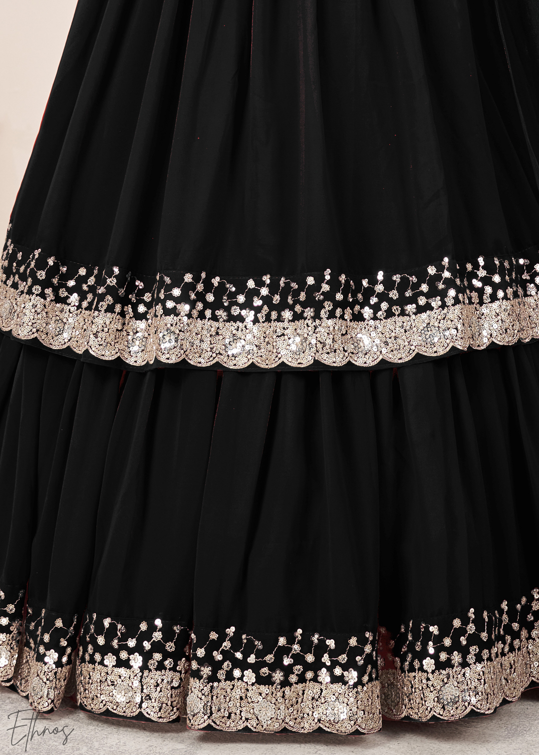 Black Sequins Georgette Lehenga
