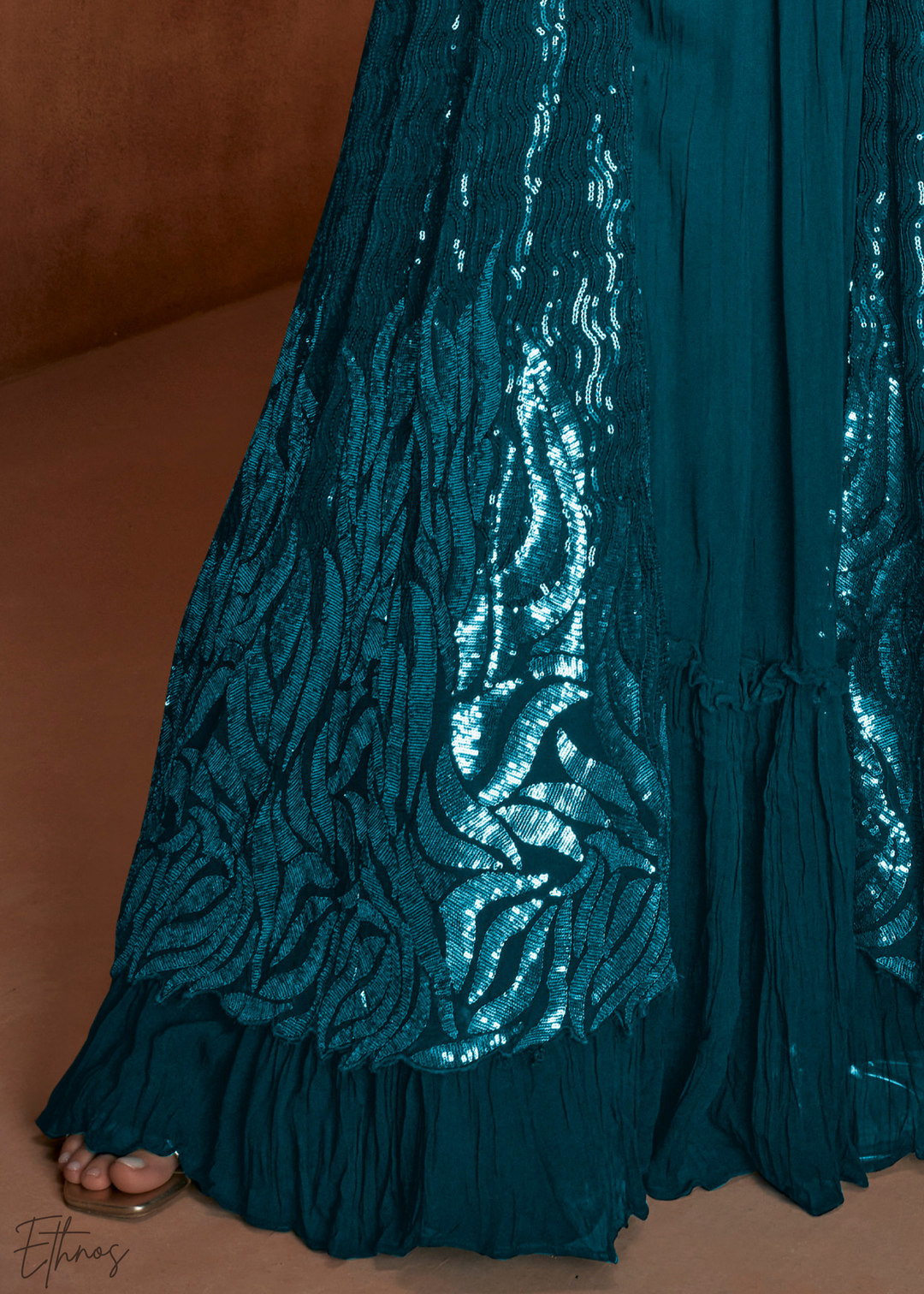 Blue Georgette Jacket Choli Palazzo Suit