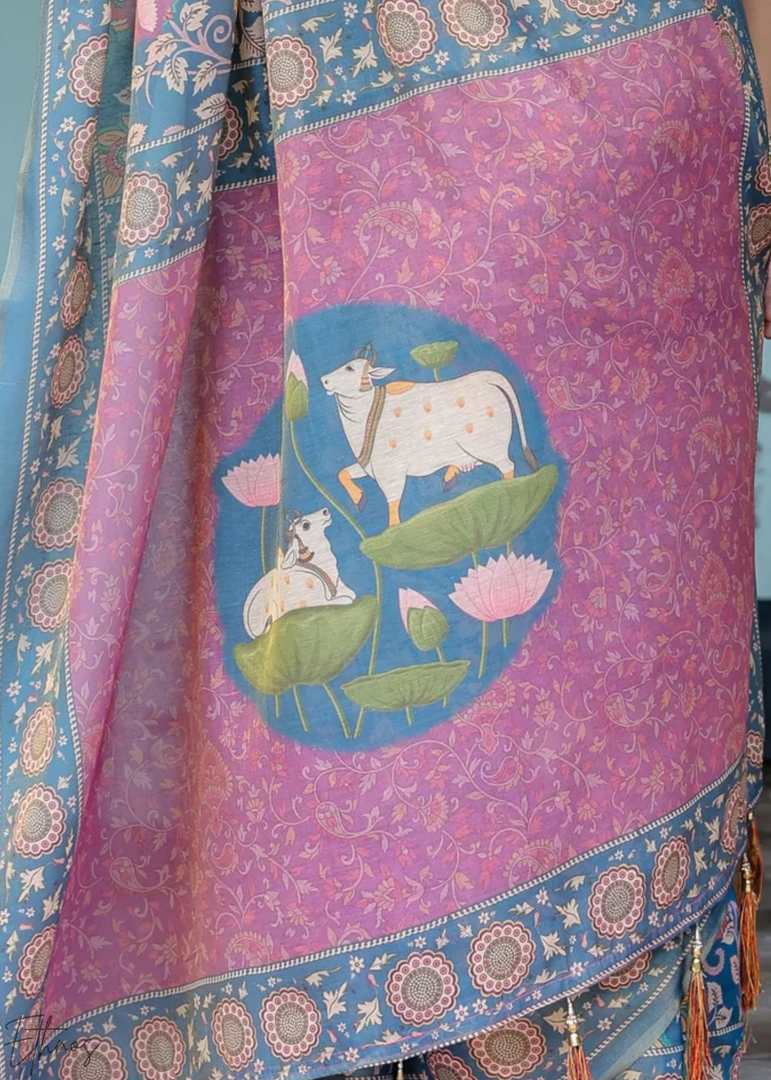 Blue Royal Heritage Cotton Linen Saree