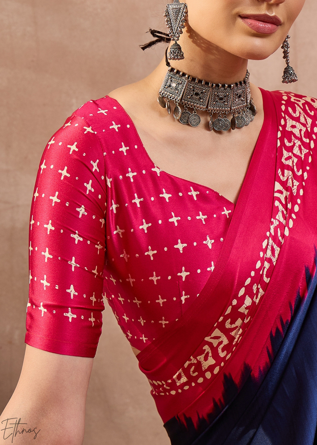 Blue Sapphire Modal Silk Bandhani Border Saree