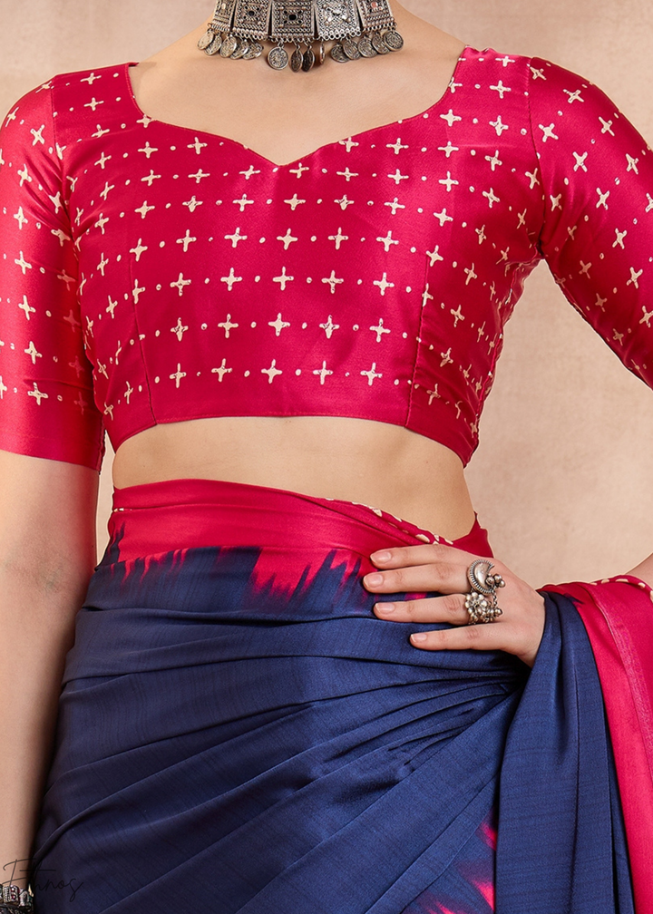 Blue Sapphire Modal Silk Bandhani Border Saree