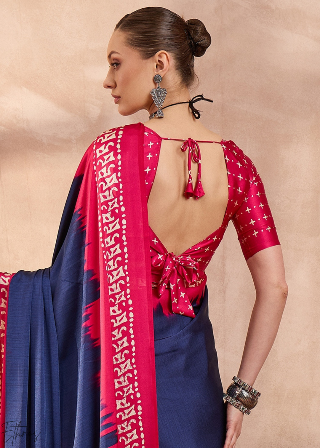 Blue Sapphire Modal Silk Bandhani Border Saree