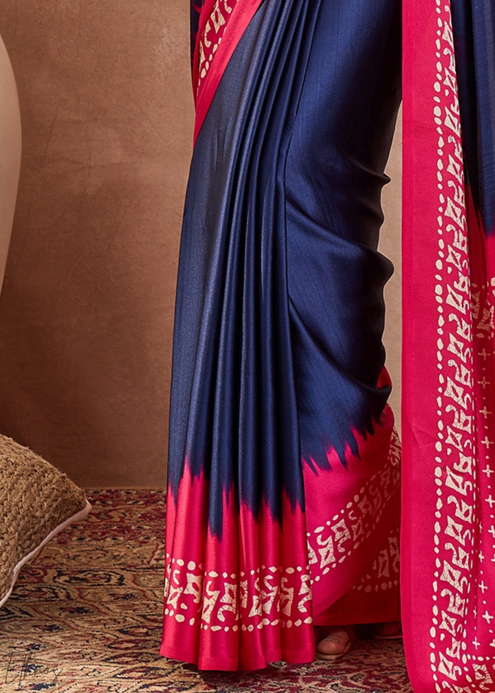 Blue Sapphire Modal Silk Bandhani Border Saree