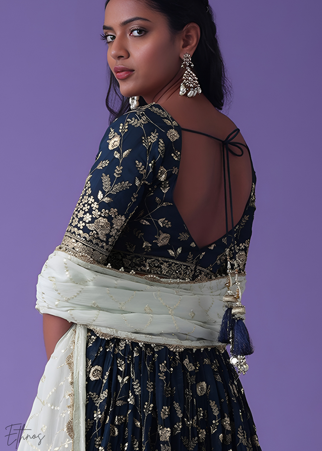 Blue Sequins Georgette Lehenga