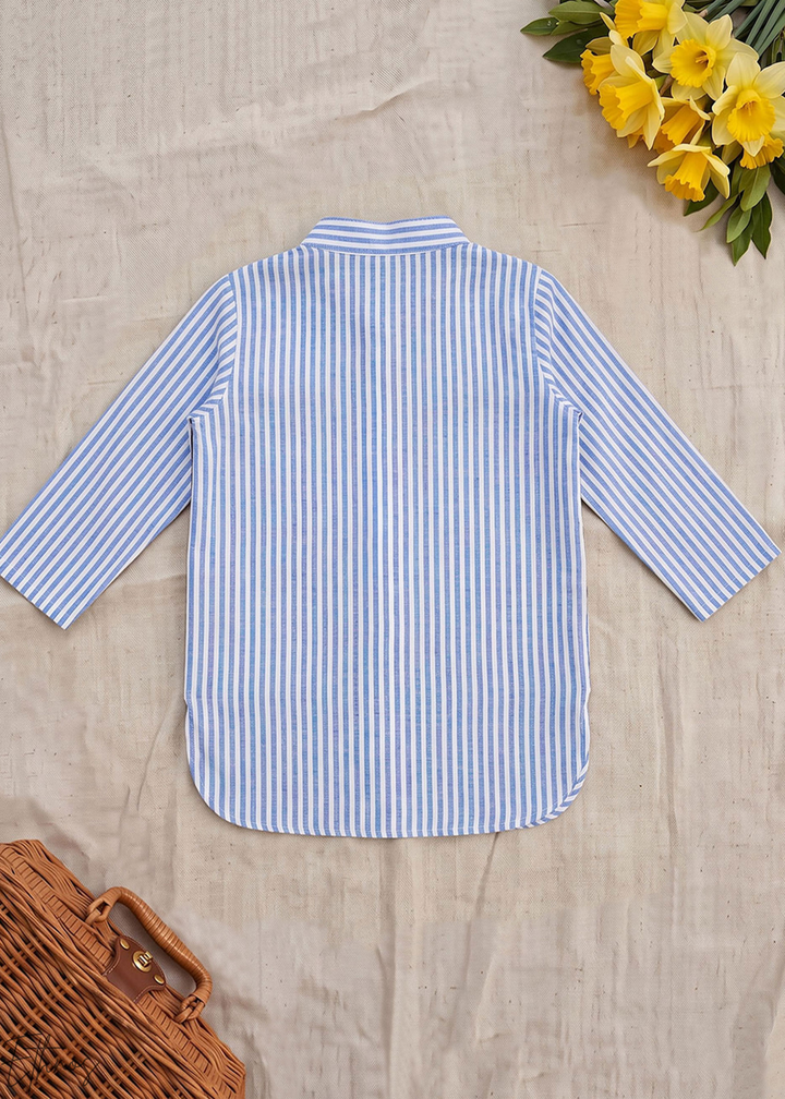 Blue Stripe Organic Cotton Kurta Pajama Set