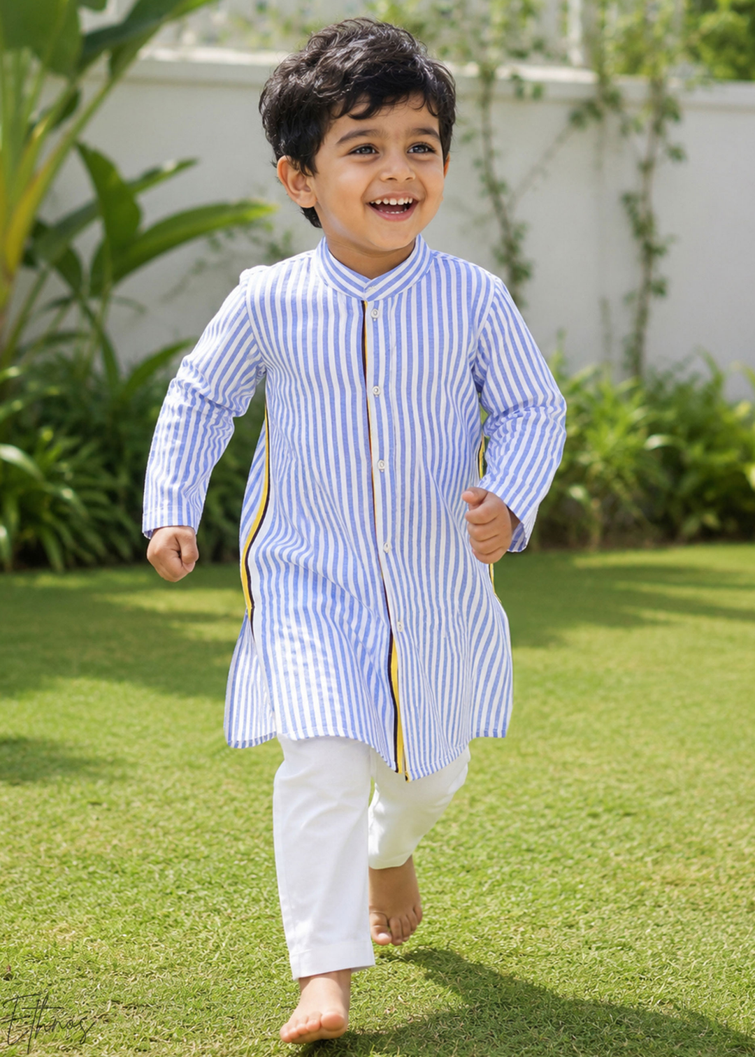 Blue Stripe Organic Cotton Kurta Pajama Set