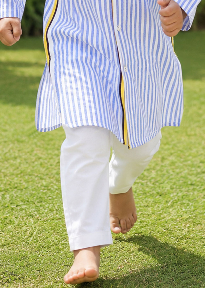 Blue Stripe Organic Cotton Kurta Pajama Set