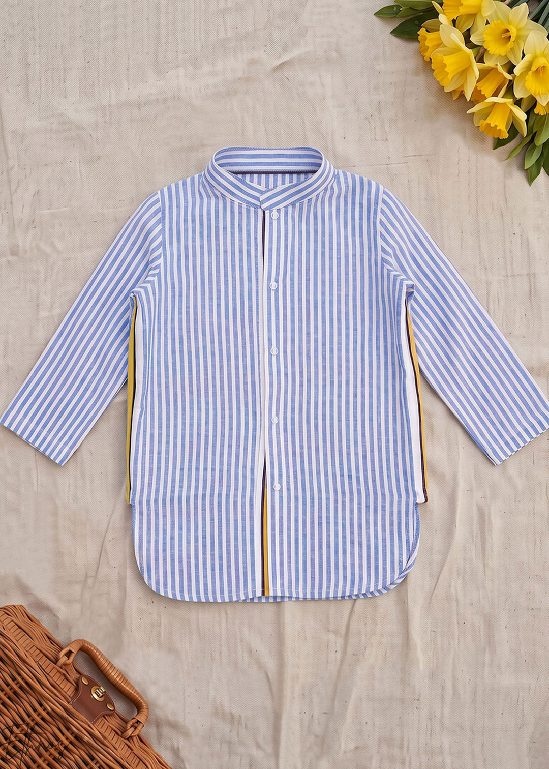 Blue Stripe Organic Cotton Kurta Pajama Set