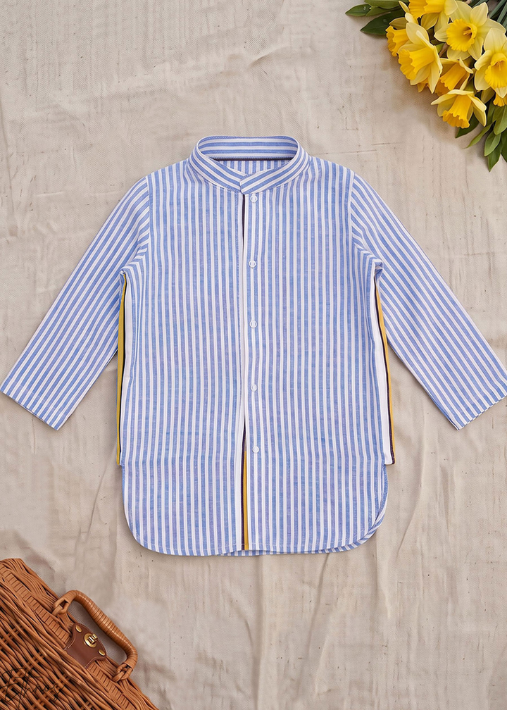Blue Stripe Organic Cotton Kurta Pajama Set