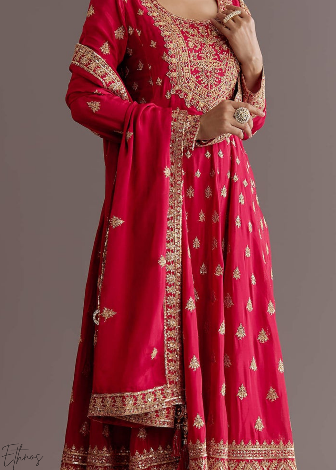 Blush Chinnon Silk  Anarkali Palazzo Suit