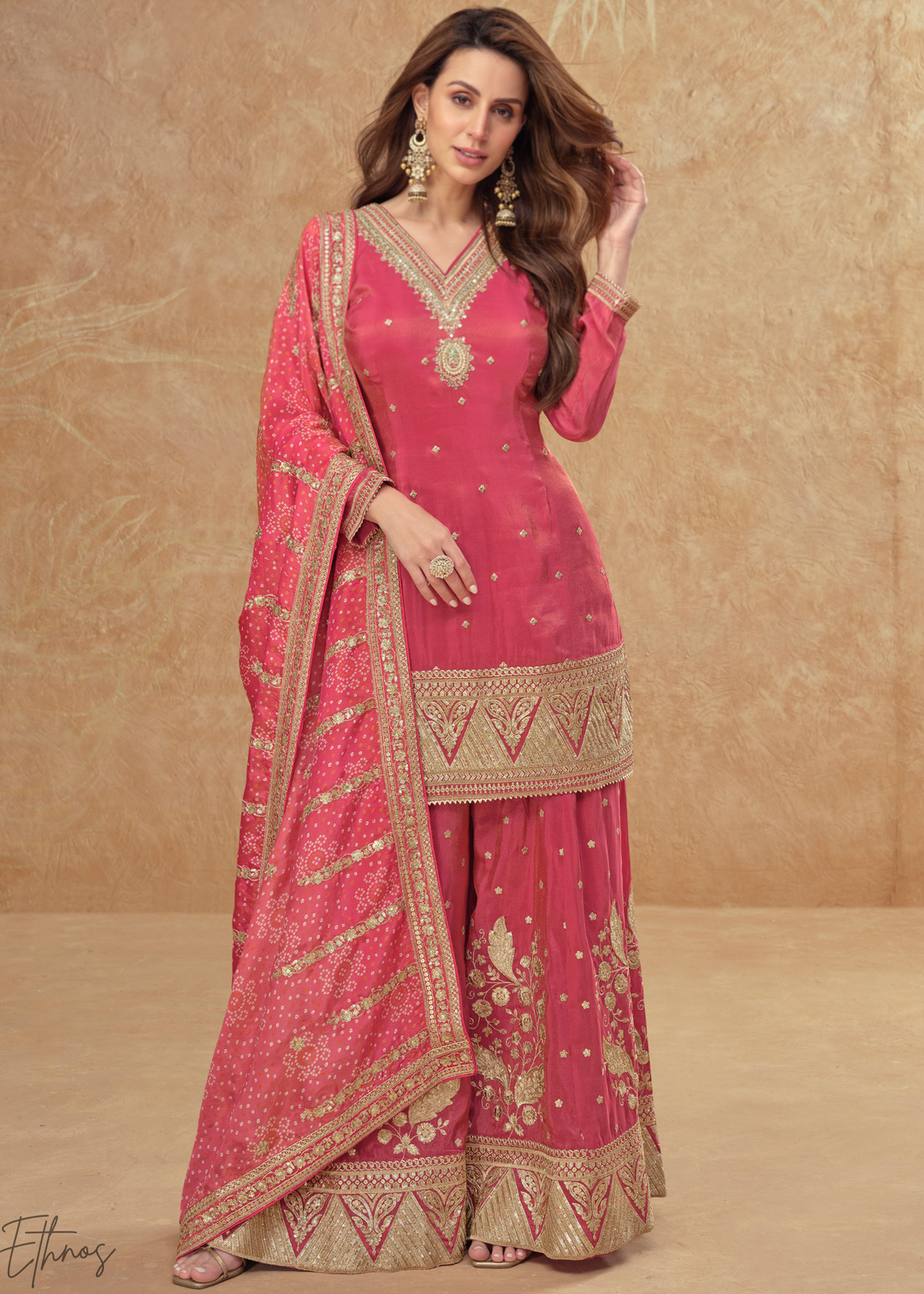 Blush Pink Simar Silk Palazzo Suit