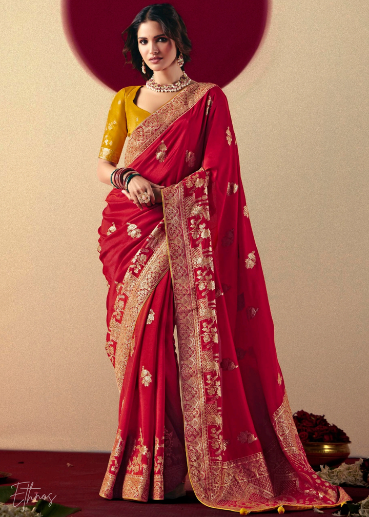 Bridal Red Zari Dola Silk Saree