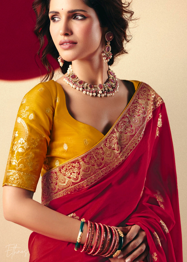 Bridal Red Zari Dola Silk Saree
