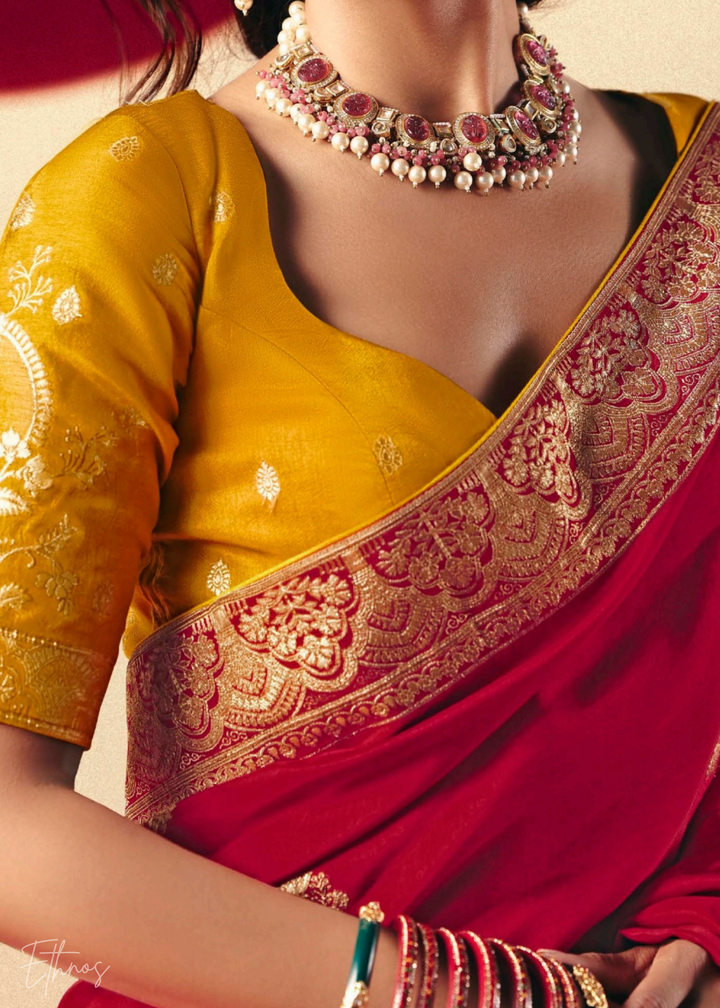 Bridal Red Zari Dola Silk Saree