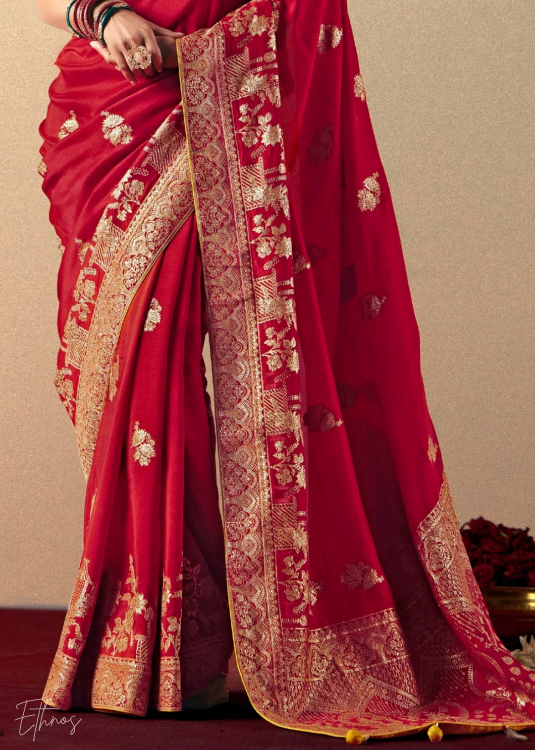 Bridal Red Zari Dola Silk Saree