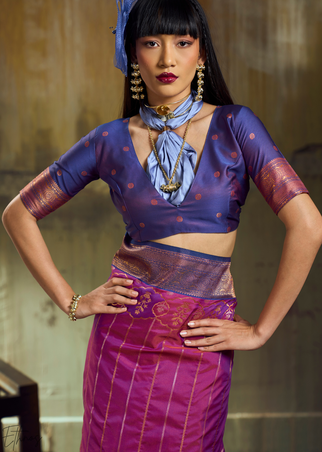 Brilliant Fuchsia Plum Pochampally Ikkat Silk Saree