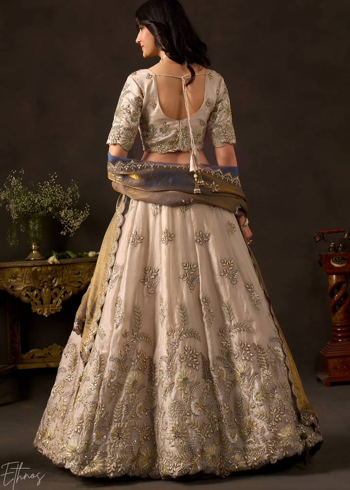 Bronze Gilded Meadow Silk Lehenga Choli