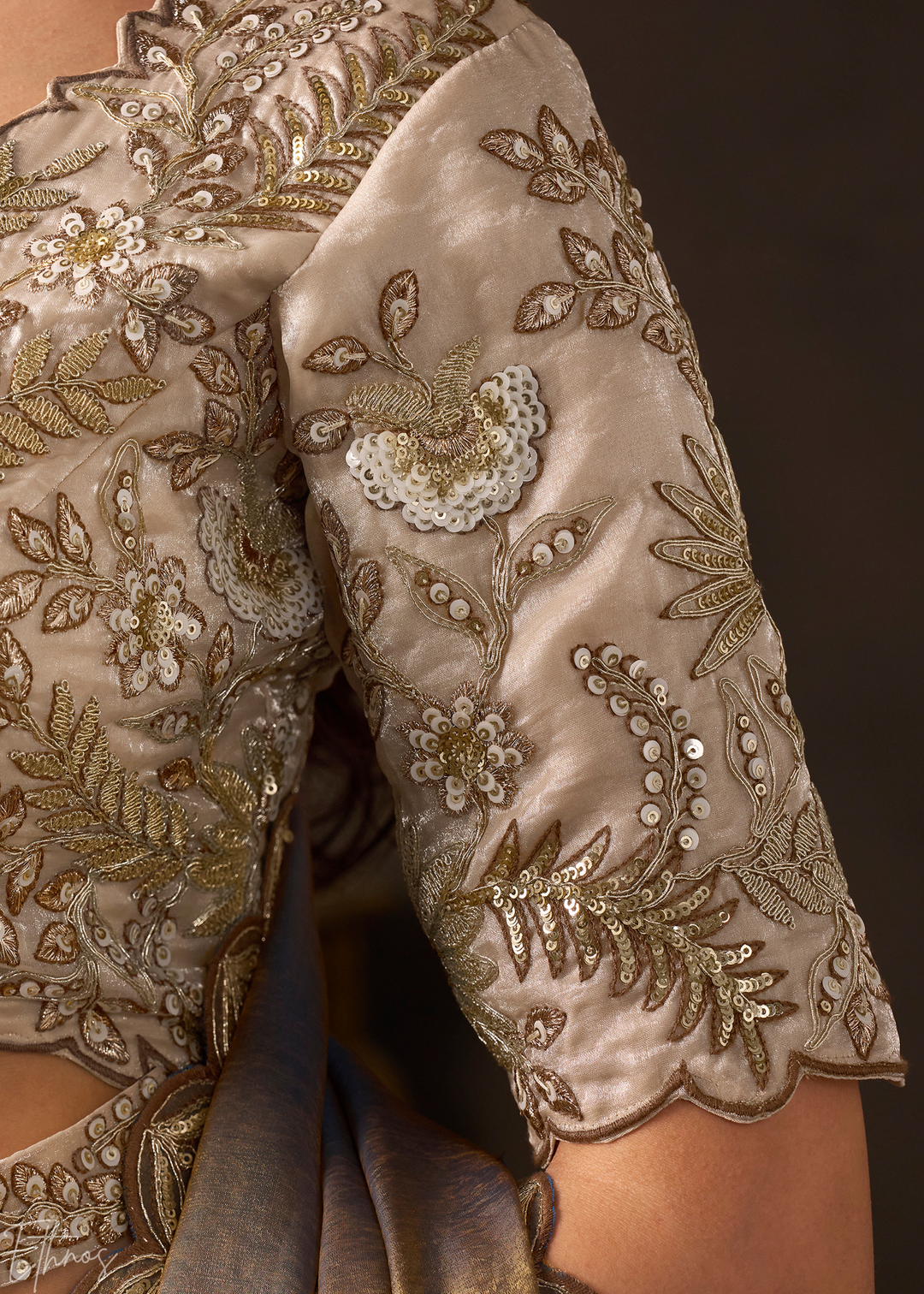 Bronze Gilded Meadow Silk Lehenga Choli