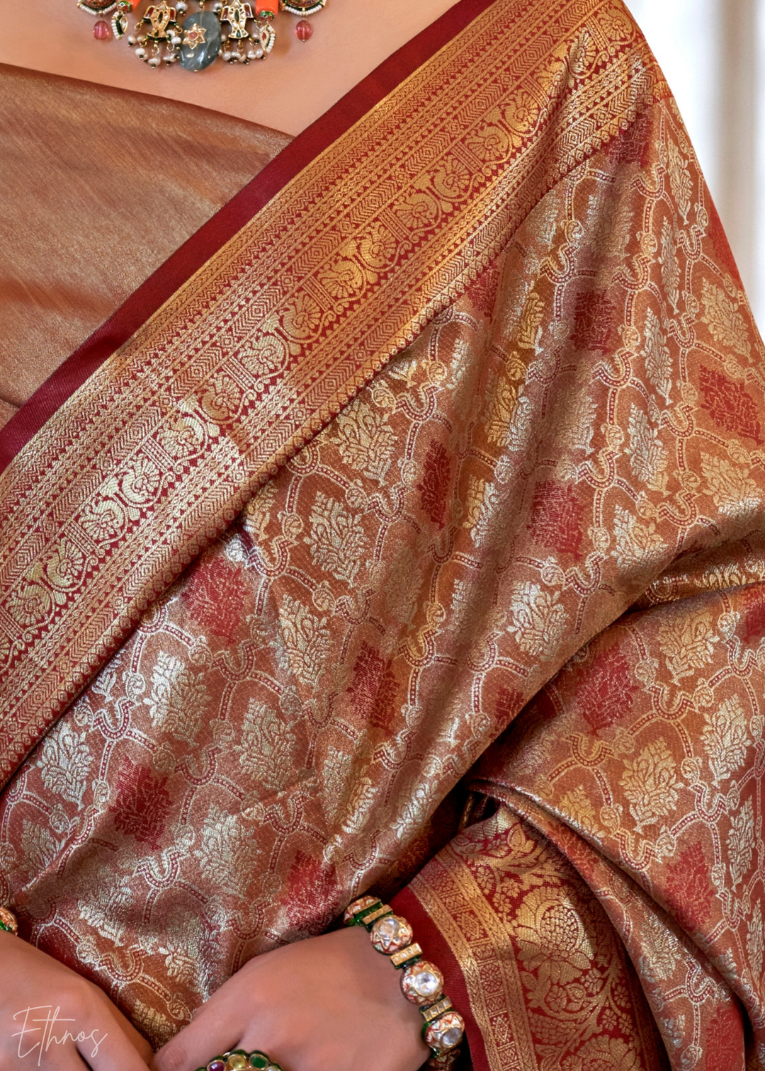 Bronze Tissue Dharmavaram Silk Saree