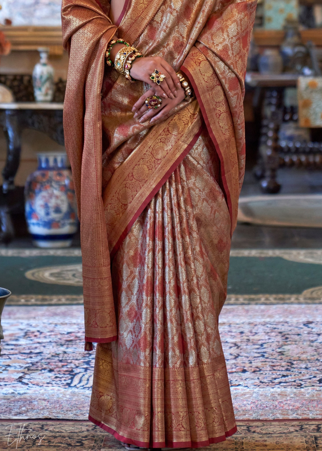 Bronze Tissue Dharmavaram Silk Saree