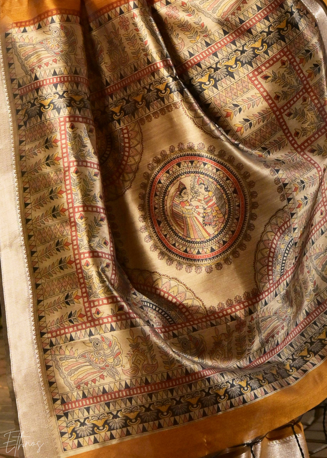 Bronze Zari Tussar Silk Saree