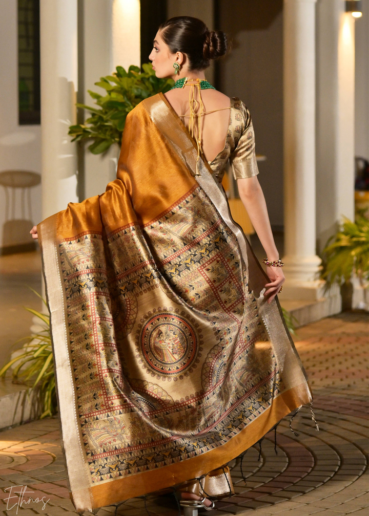 Bronze Zari Tussar Silk Saree