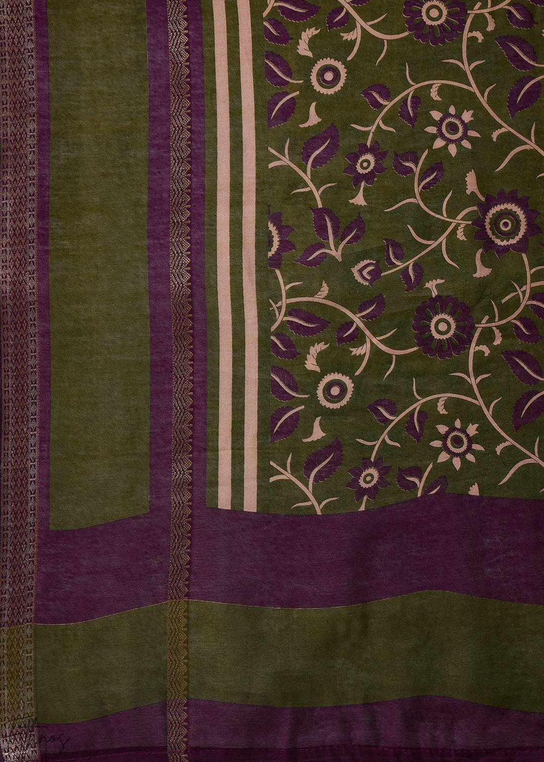 Bronzite Striped Ajrakh PV Cotton Saree