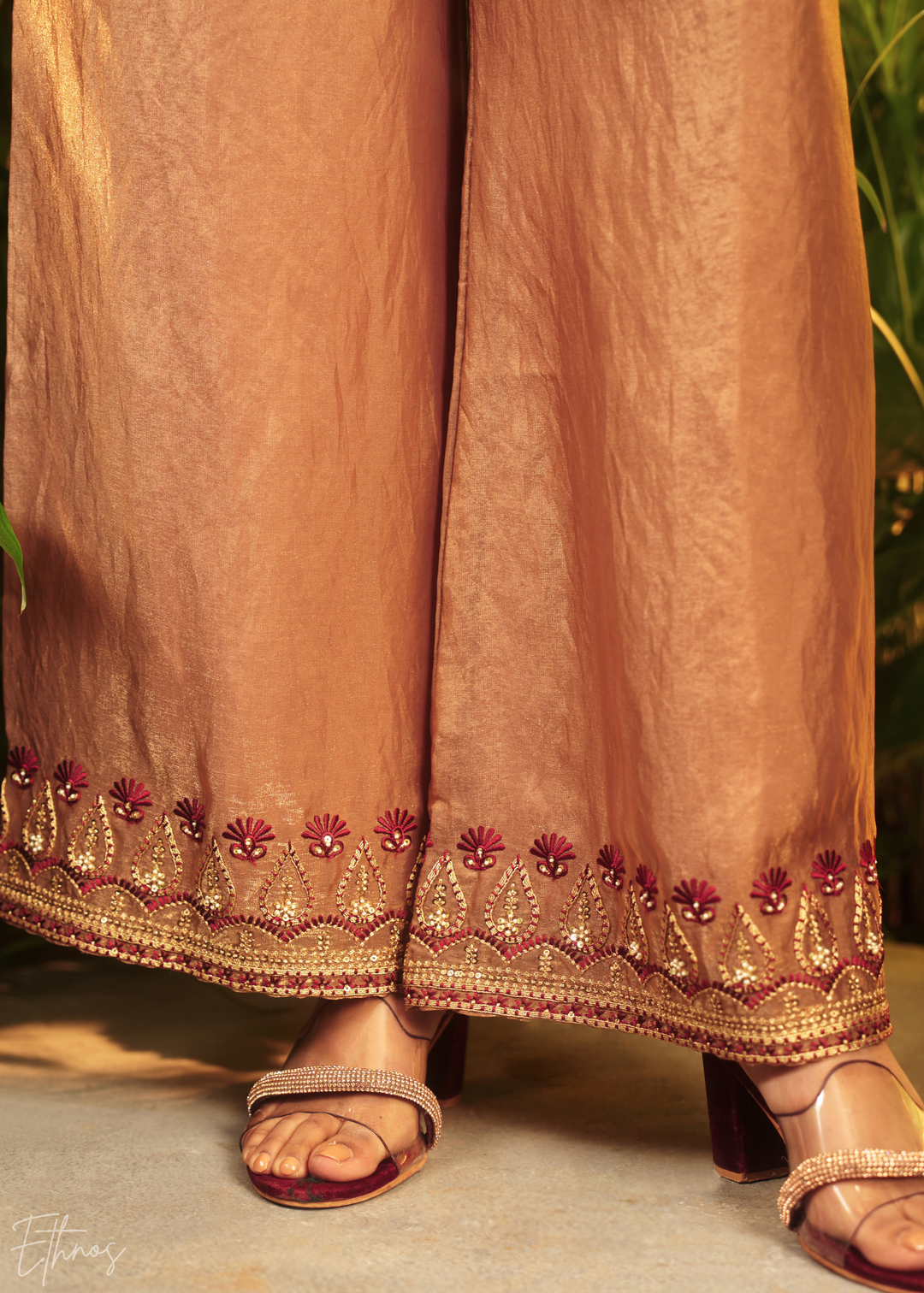 Brown Zardozi Organza Co-ord Set