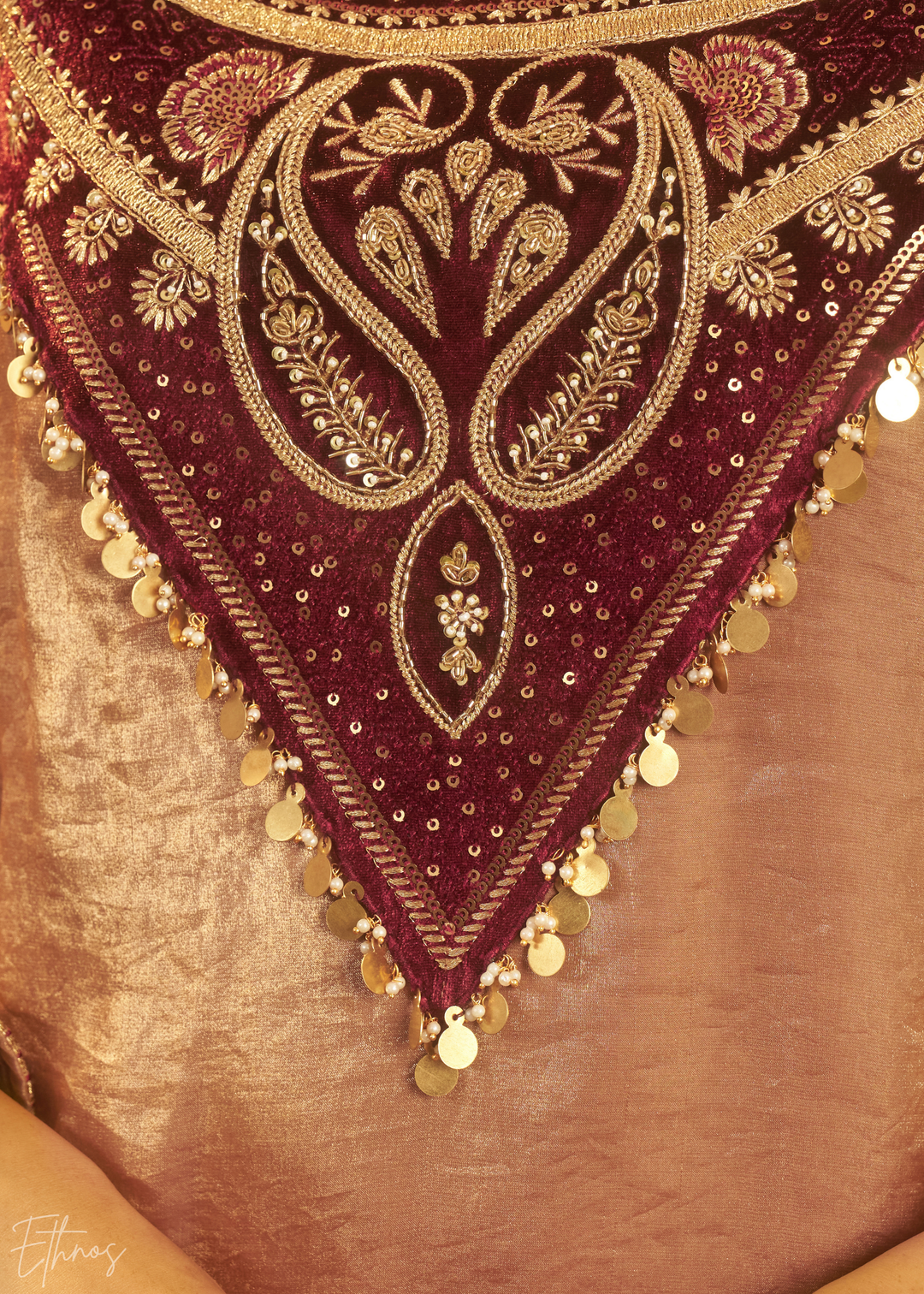 Brown Zardozi Organza Co-ord Set