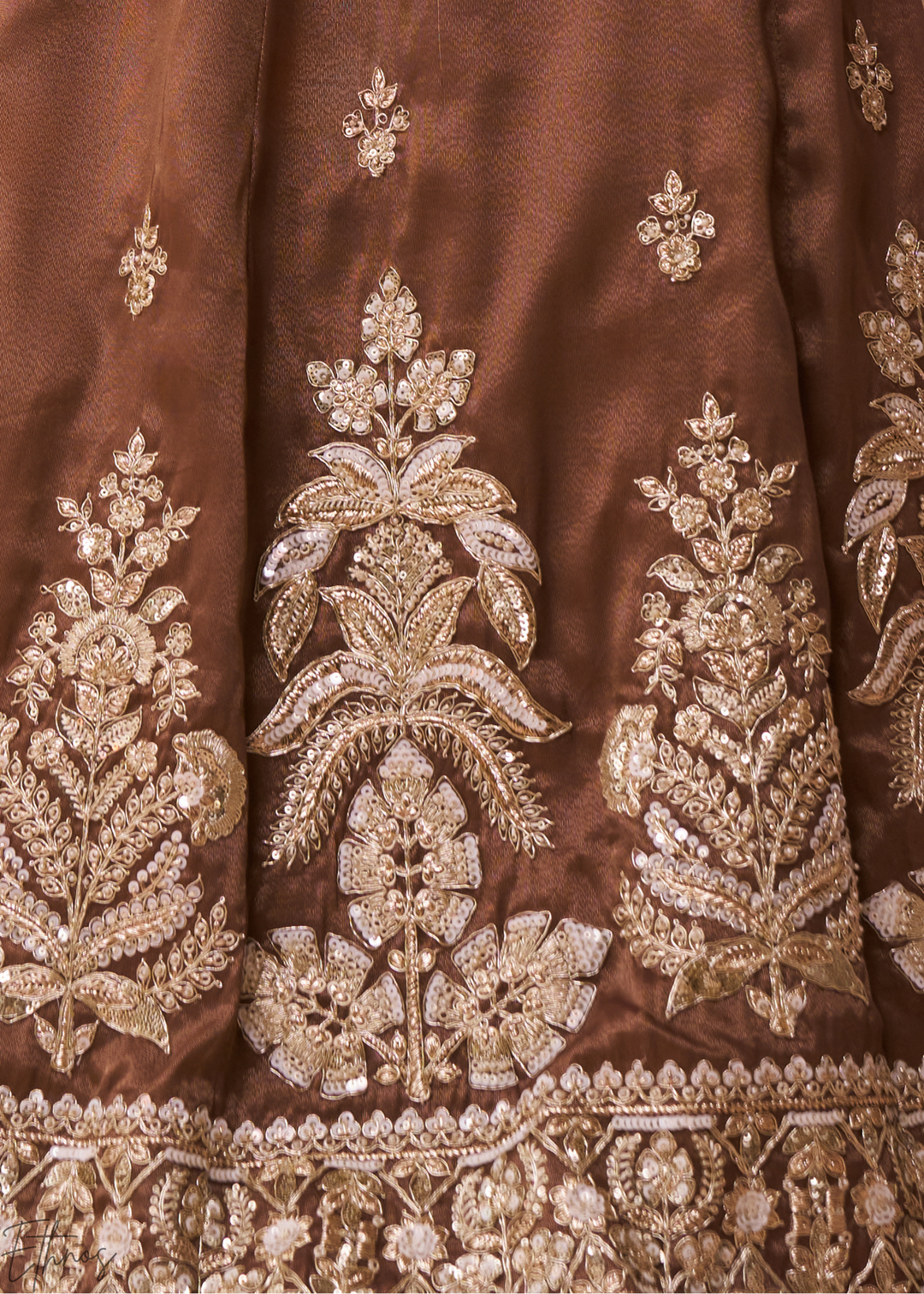 Caramel Brown Tissue Silk Lehenga
