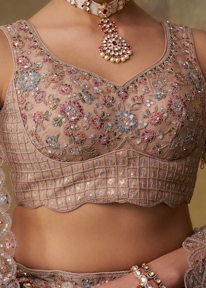 Champagne Beige Soft Net Lehenga Choli