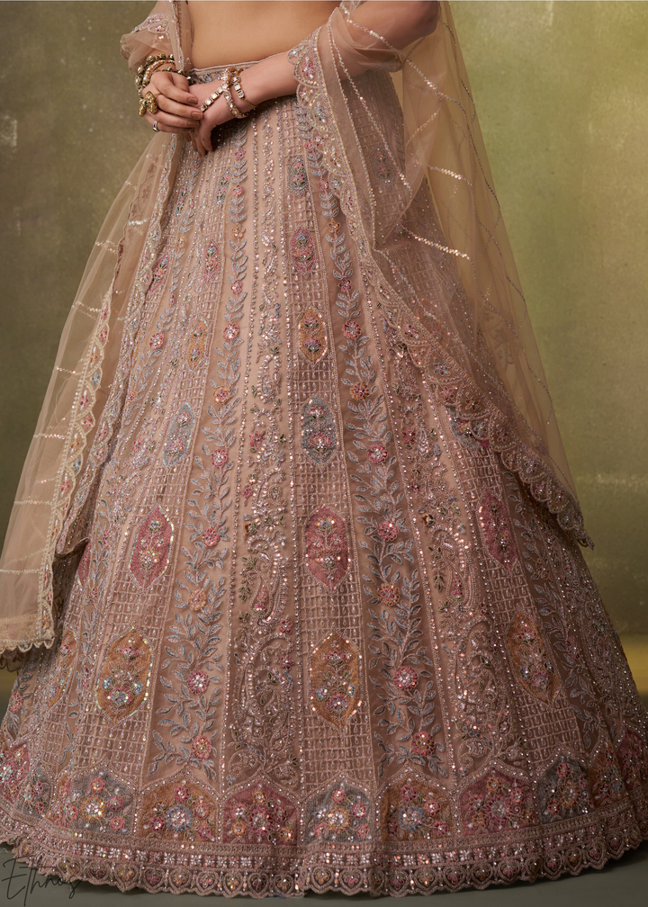 Champagne Beige Soft Net Lehenga Choli