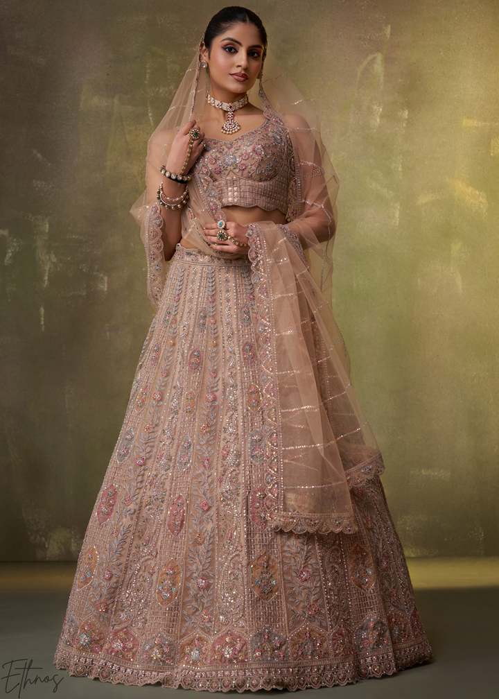 Champagne Beige Soft Net Lehenga Choli