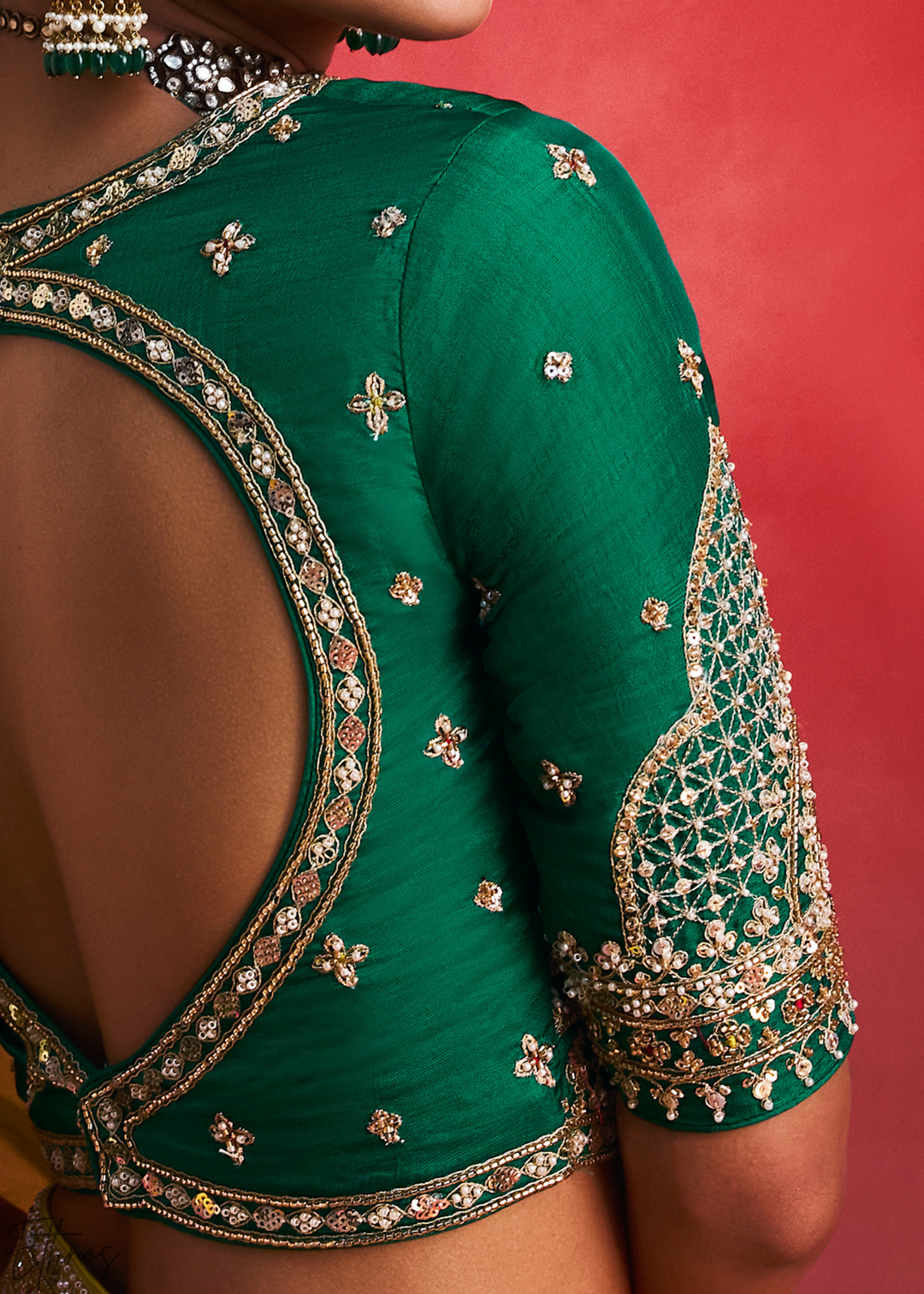 Chartreuse Olive Paisley Trim Border Soft Silk Saree