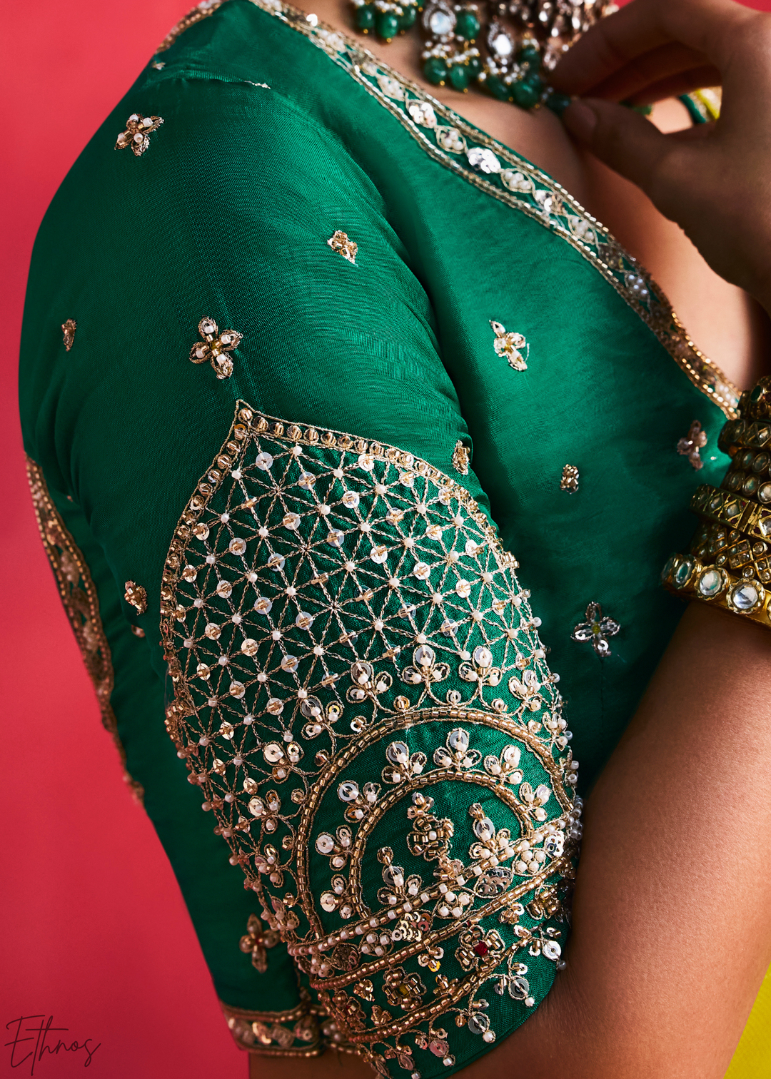 Chartreuse Olive Paisley Trim Border Soft Silk Saree
