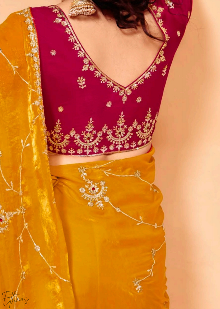 Citrine Sunbeam Zari Tissue Silk Saree