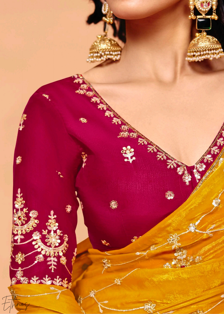 Citrine Sunbeam Zari Tissue Silk Saree