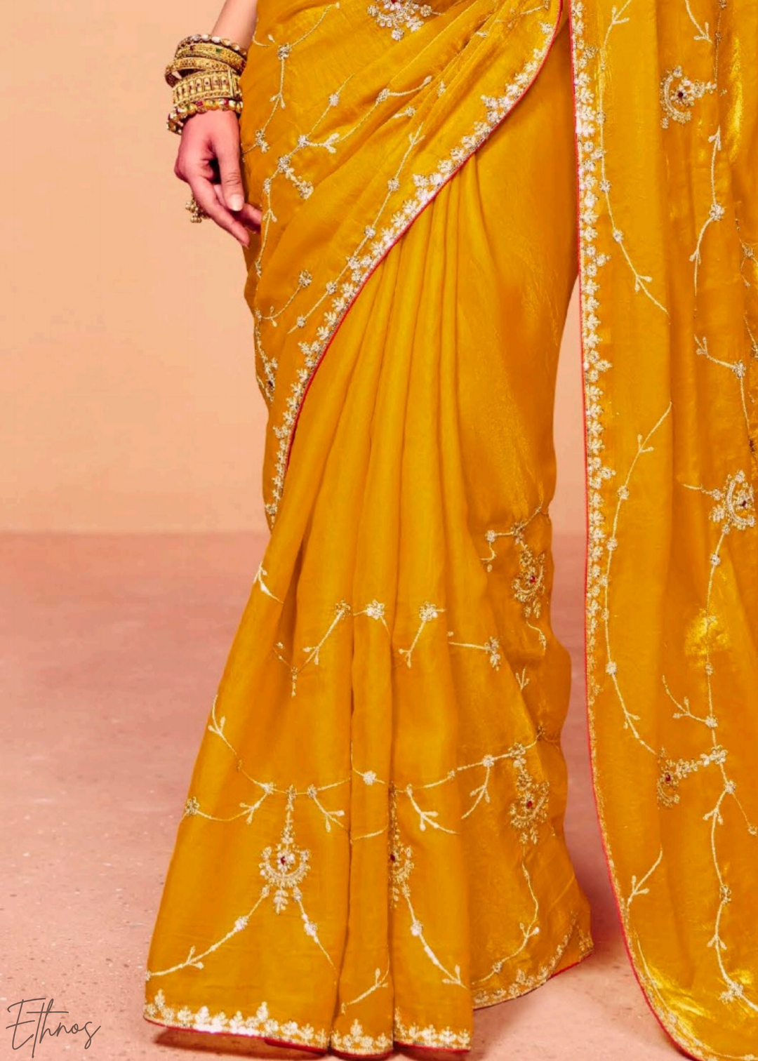 Citrine Sunbeam Zari Tissue Silk Saree