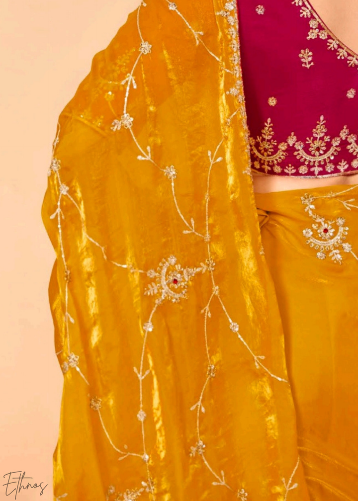 Citrine Sunbeam Zari Tissue Silk Saree