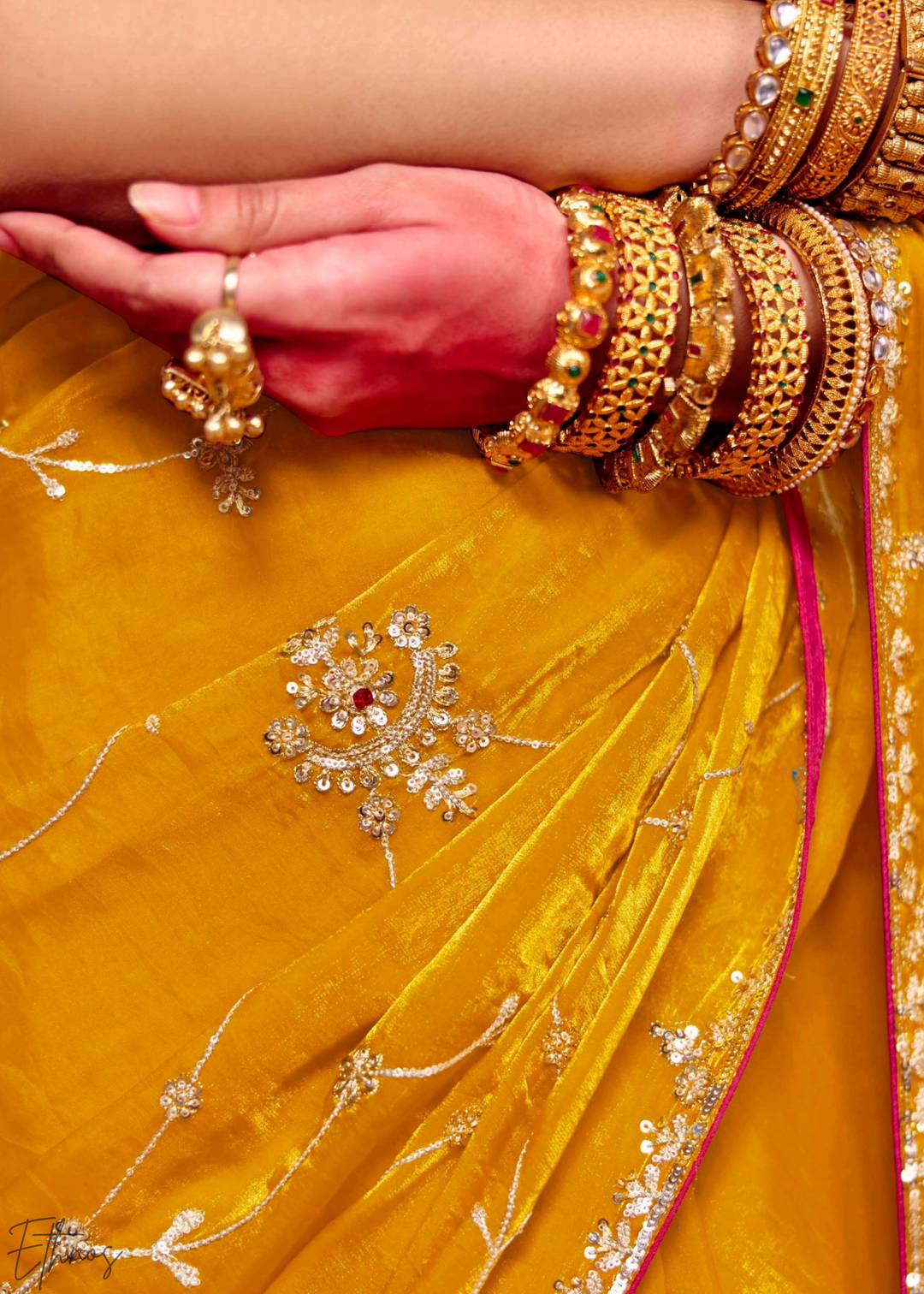 Citrine Sunbeam Zari Tissue Silk Saree