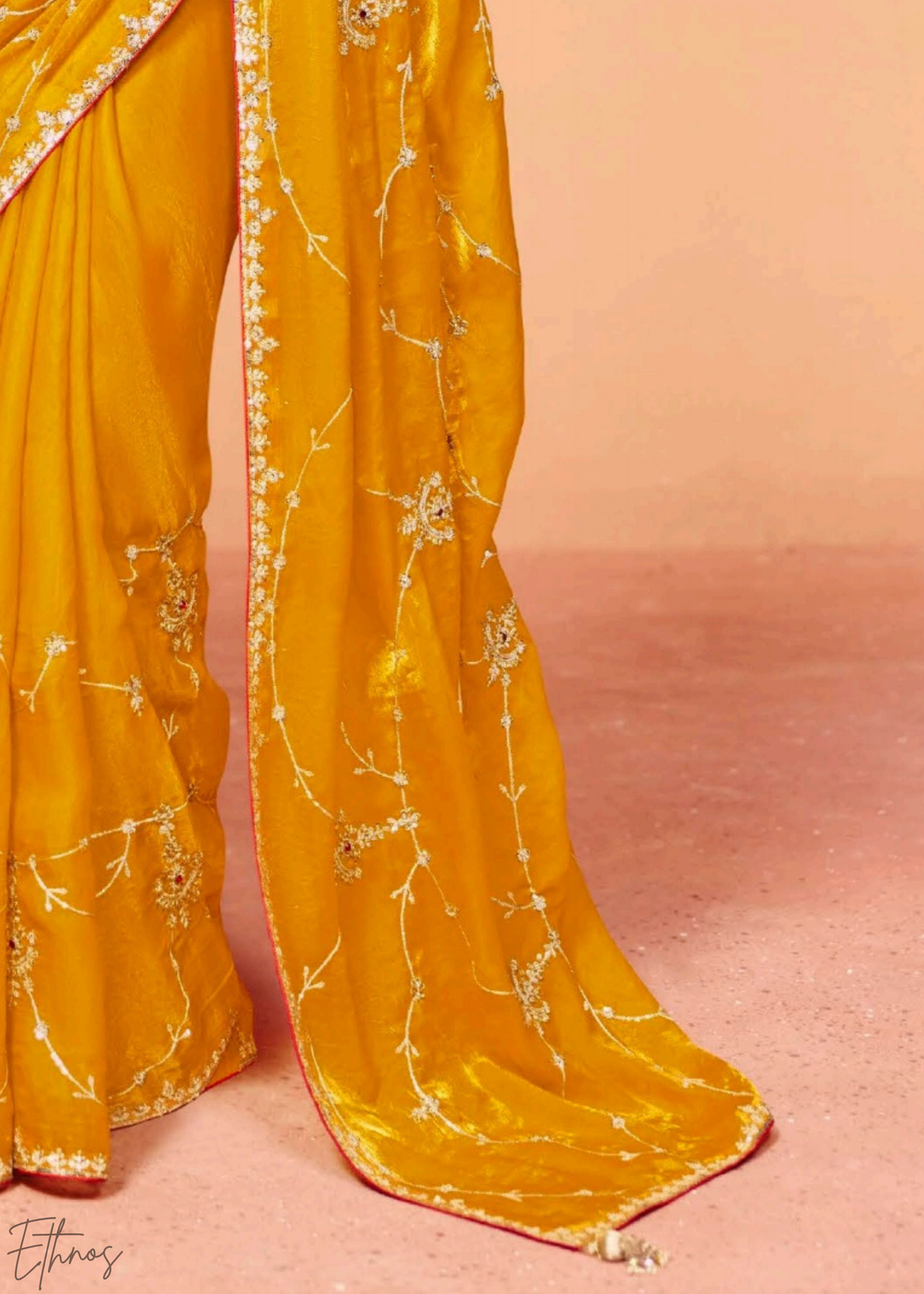 Citrine Sunbeam Zari Tissue Silk Saree