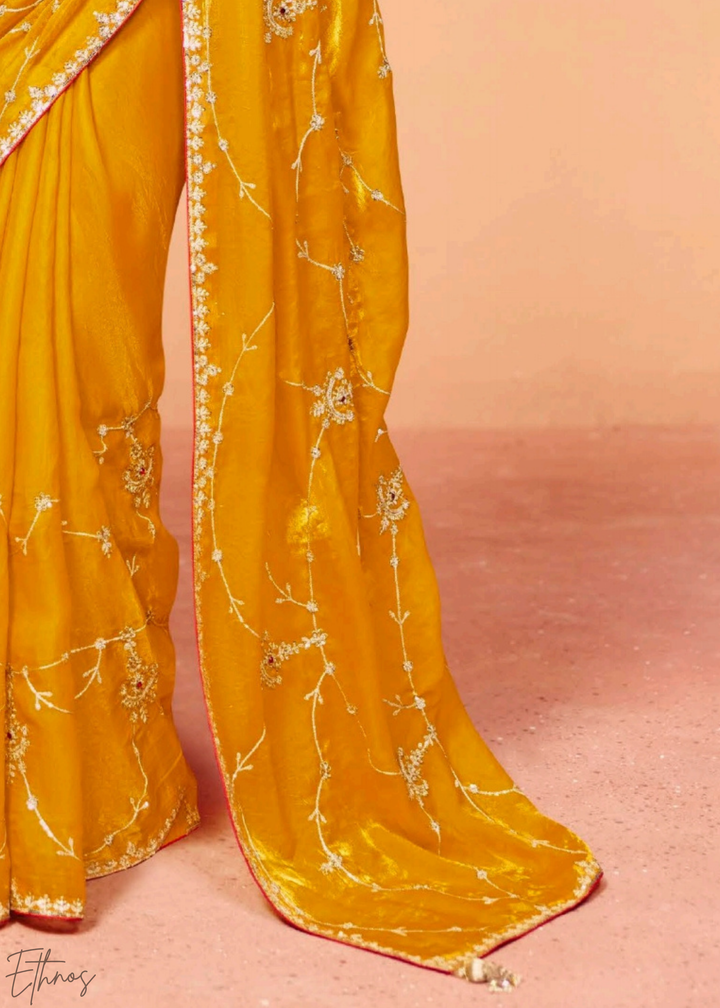 Citrine Sunbeam Zari Tissue Silk Saree