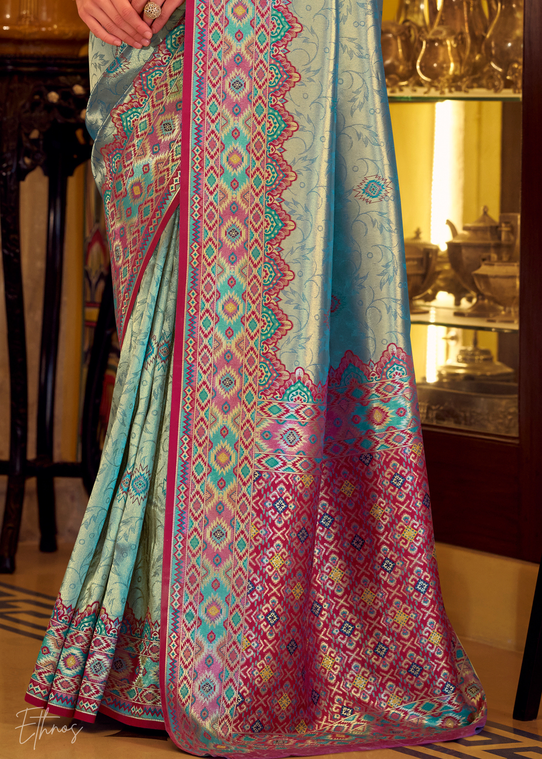 Cobalt Blue Tissue Patola Silk Saree