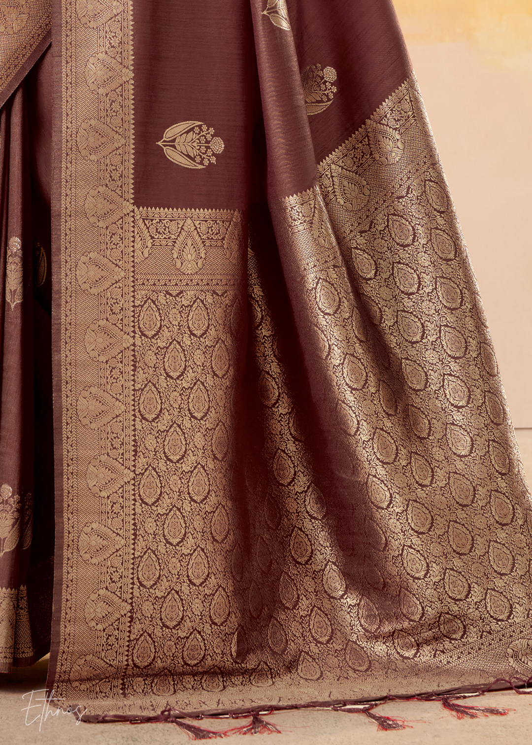 Coffee Brown Tusser Silk Saree