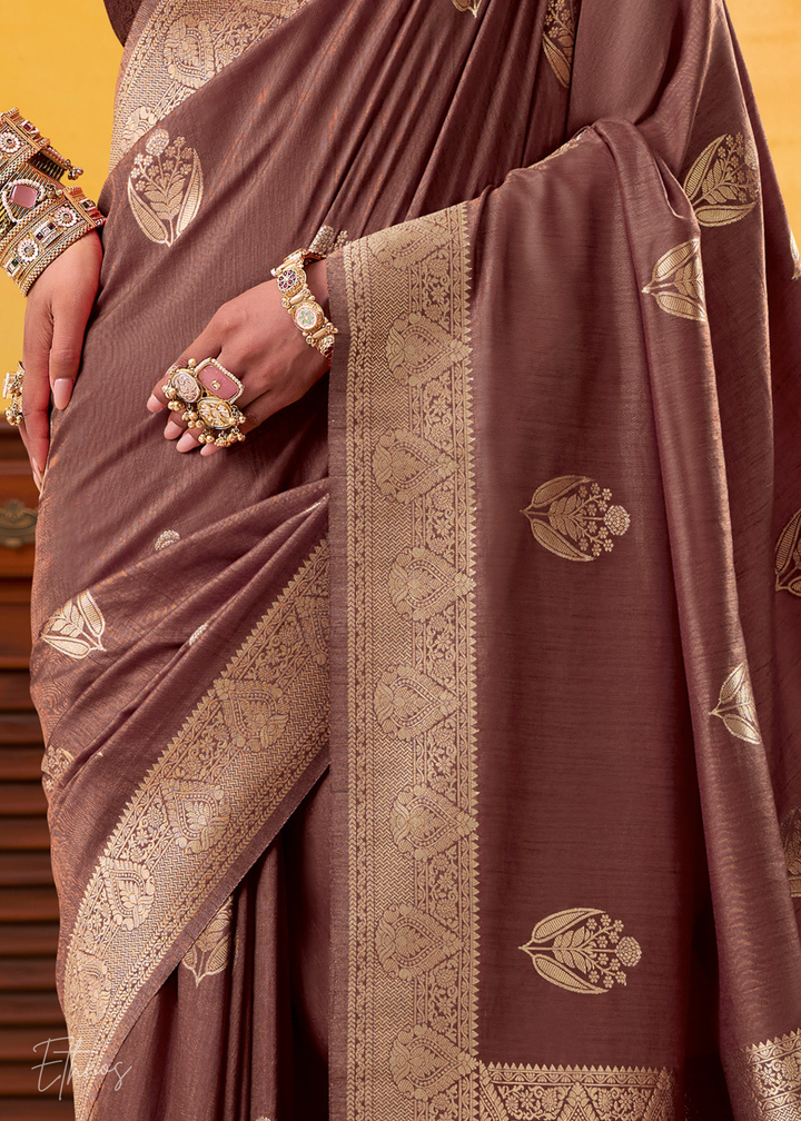 Coffee Brown Tusser Silk Saree