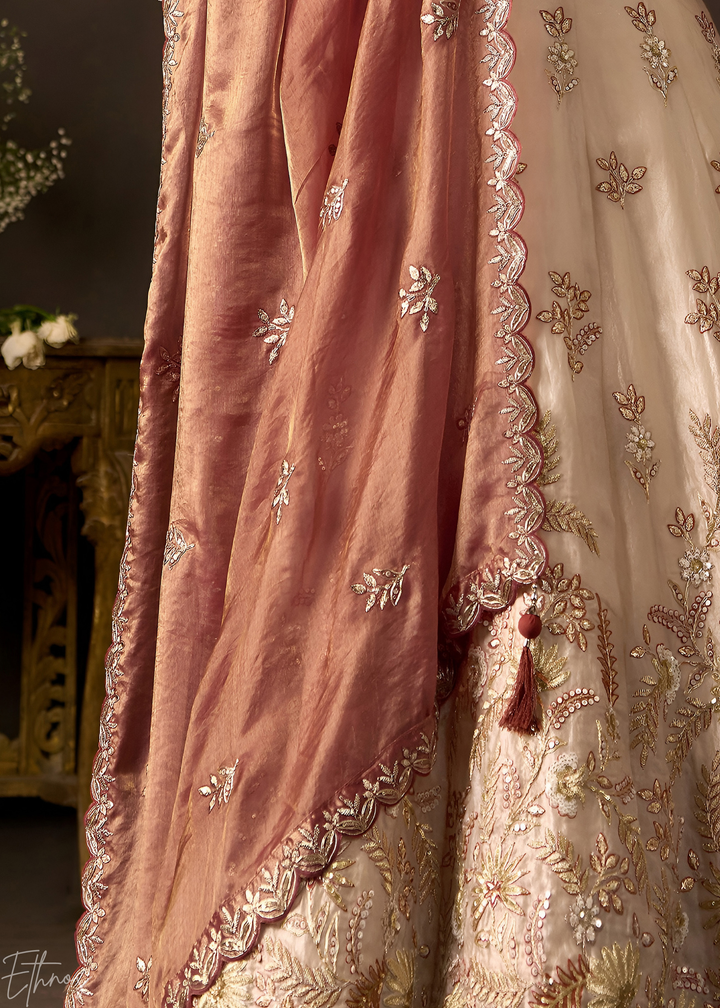 Copper Gilded Meadow Silk Lehenga Choli