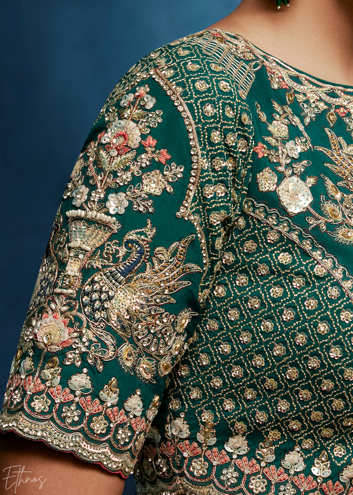 Coral Blush Tambour Embroidered Border Tissue Saree
