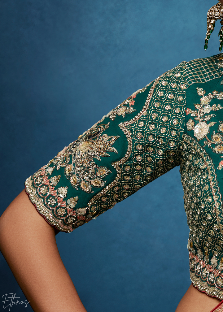 Coral Blush Tambour Embroidered Border Tissue Saree